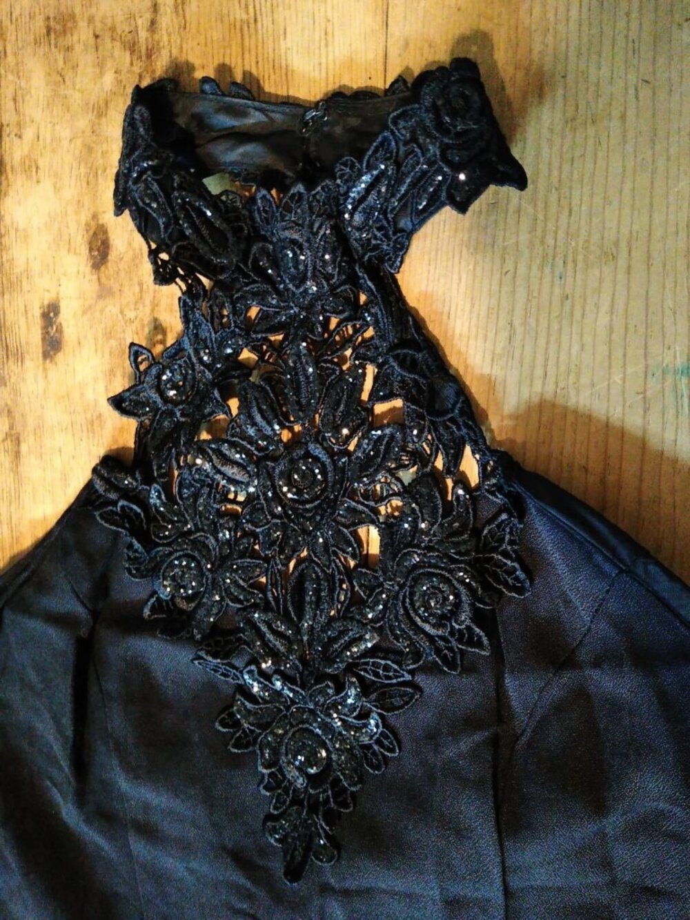 Zum Zum Junior 9 10 Formal Dress Y2K Prom Black Sparkly Floor Length Halter Neck - Picture 2 of 6